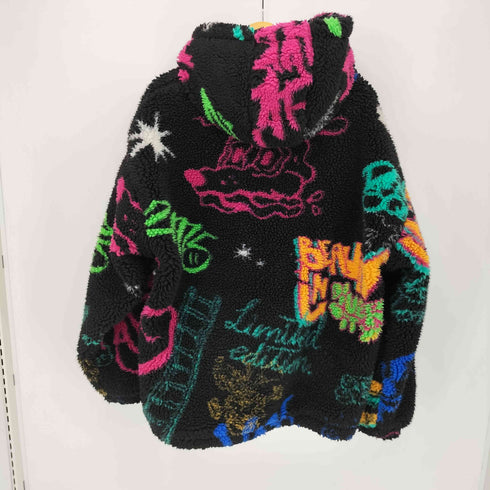 ザラ ZARA ネオン ペイント 総柄 ボアジャケット メンズ L-XL