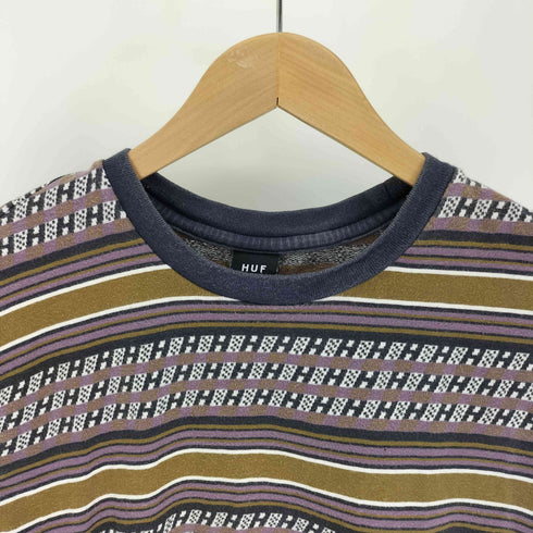 ハフ HUF ネイティブ エスニック 総柄 ボーダー クルーネック Tシャツ メンズ import:M