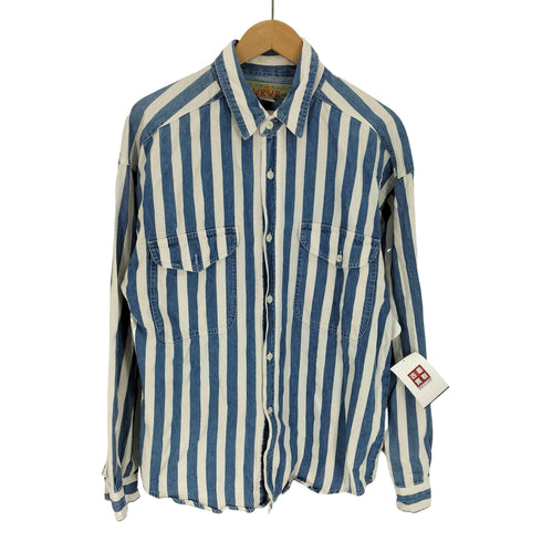 アンカーブルー ANCHOR BLUE 90-00S WKWR GLOBAL WORKWEAR フラップポケット コットン ストライプ L/S シャツ メンズ import:M