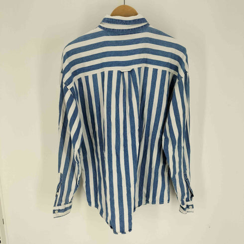 アンカーブルー ANCHOR BLUE 90-00S WKWR GLOBAL WORKWEAR フラップポケット コットン ストライプ L/S シャツ メンズ import:M