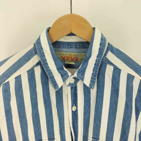 アンカーブルー ANCHOR BLUE 90-00S WKWR GLOBAL WORKWEAR フラップポケット コットン ストライプ L/S シャツ メンズ import:M