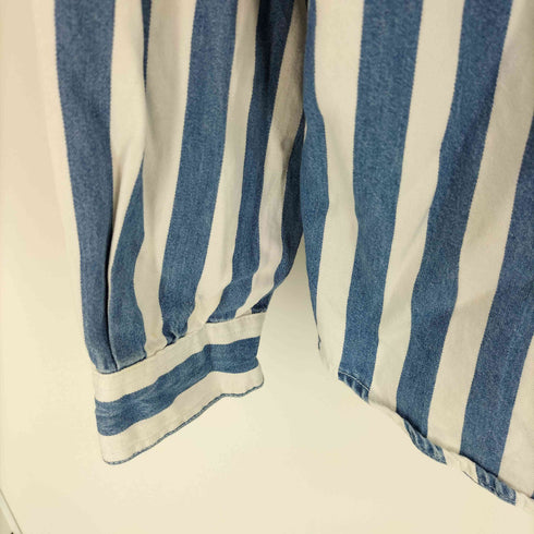 アンカーブルー ANCHOR BLUE 90-00S WKWR GLOBAL WORKWEAR フラップポケット コットン ストライプ L/S シャツ メンズ import:M