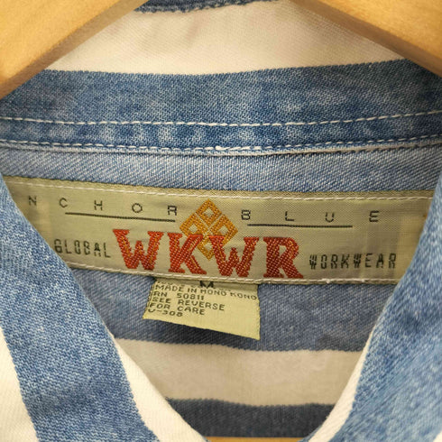 アンカーブルー ANCHOR BLUE 90-00S WKWR GLOBAL WORKWEAR フラップポケット コットン ストライプ L/S シャツ メンズ import:M