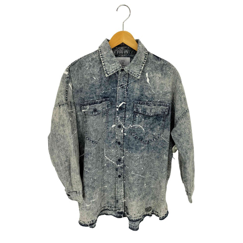KMK KINGLY MASK ペンキ クラッシュ加工 L/S デニムシャツ メンズ FREE