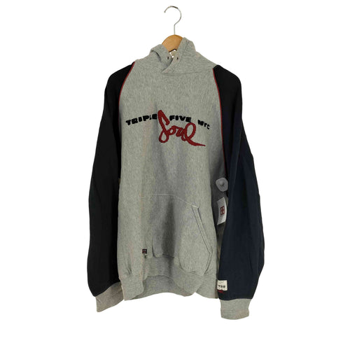 トリプルファイブソウル TRIPLE FIVE SOUL 90-00s ロゴ刺繍 前V ツートン プルオーバーパーカー ハトメ BBOY メンズ