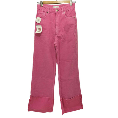 ザラ ZARA pink high waisted straight leg jeans レディース JPN:34