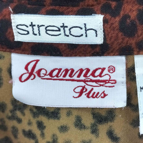 Joanna Plus レオパード柄 スナップボタン 開襟スキッパーシャツ レディース 2X