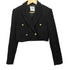 ザラ ZARA black tweed double breasted cropped blazer gold buttons ツイード クロップド テーラードジャケット レディース JPN:XS