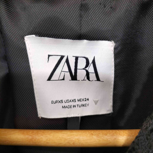 ザラ ZARA black tweed double breasted cropped blazer gold buttons ツイード クロップド テーラードジャケット レディース JPN:XS