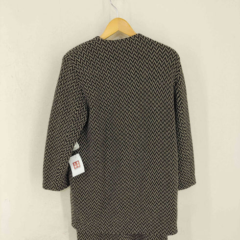 90-00s Saint Joie ナイガイ社 ウールヘリンボーン ノーカラージャケット スカート セットアップ レディース M