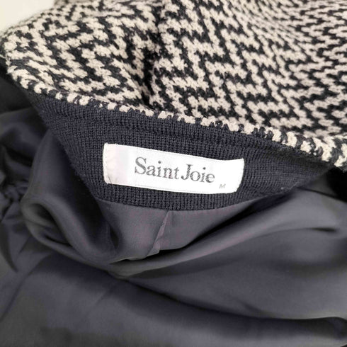 90-00s Saint Joie ナイガイ社 ウールヘリンボーン ノーカラージャケット スカート セットアップ レディース M