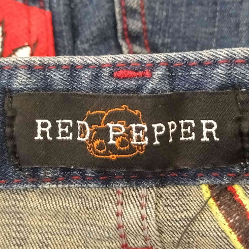 RED PEPPER Y2K キャラクター刺繍 スキニーデニム レディース UK:28-29