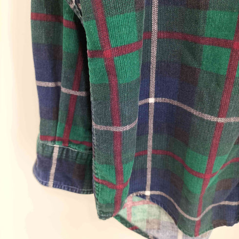 エルエルビーン L.L.Bean 80-90s チェック柄 コーデュロイ BD L/Sシャツ メンズ import:M