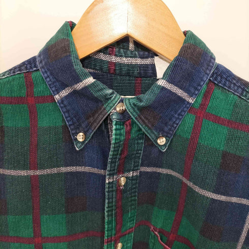 エルエルビーン L.L.Bean 80-90s チェック柄 コーデュロイ BD L/Sシャツ メンズ import:M
