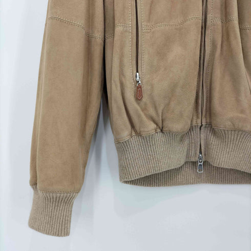 ブルネロクチネリ BRUNELLO CUCINELL カウレザー スエード 裏地カシミヤ混 ブルゾンジャケット メンズ import:L