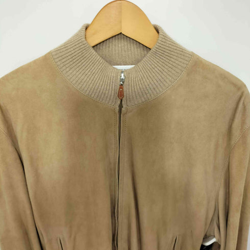 ブルネロクチネリ BRUNELLO CUCINELL カウレザー スエード 裏地カシミヤ混 ブルゾンジャケット メンズ import:L
