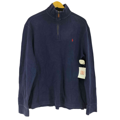 ポロバイラルフローレン Polo by RALPH LAUREN スモールポニー刺繍ハーフジップスウェット 北マリアナ諸島製 メンズ import:M