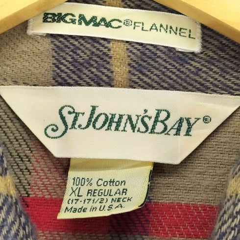 セントジョンズベイ STJOHNS BAY 80s BIGMAC FLANNEL USA製 チェック柄ネルシャツ メンズ JPN:XL