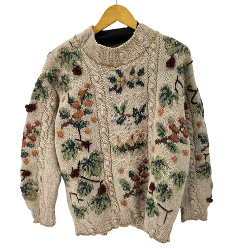 HAND KNIT 花デザインハンドニット レディース