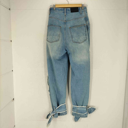 pony stone 裾ベルトダメージ加工デニムパンツ レディース 36
