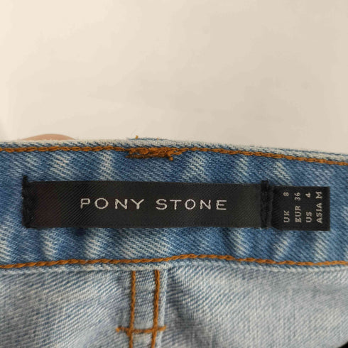 pony stone 裾ベルトダメージ加工デニムパンツ レディース 36