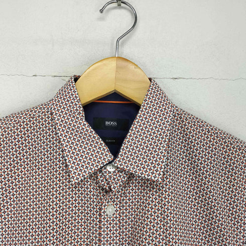 ボスヒューゴボス BOSS HUGO BOSS SLIM FIT 総柄半袖シャツ メンズ import:S