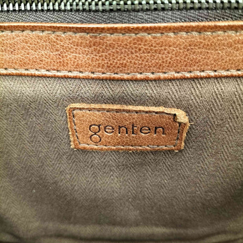 ゲンテン genten 裏地ヘリンボーン スクエアレザーショルダーバッグ メンズ