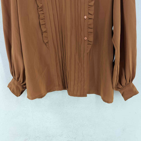 ハナエモリ HANAE MORI TOPS フロントタックxフリル ポリサテンブラウス レディース JPN:9号