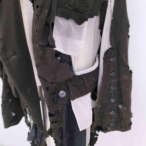 ミキオサカベ MIKIOSAKABE レイヤード ダメージ コート レディース