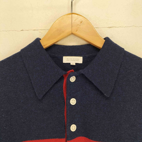 マッキントッシュフィロソフィー MACKINTOSH PHILOSOPHY マルチボーダー カシミヤ混 ウールニットポロシャツ メンズ 40