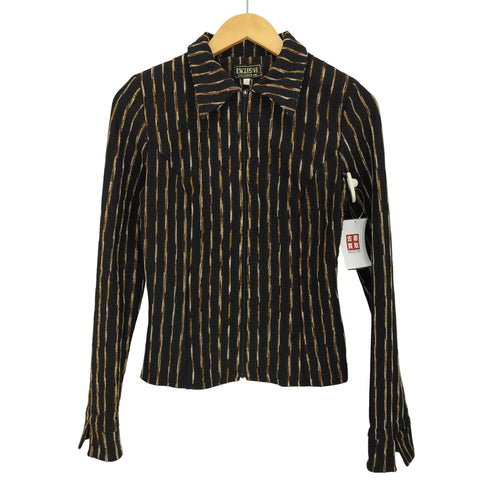 exclusive collection ウールパイピング ストライプ ストレッチ クロップドジャケット レディース JPN:M