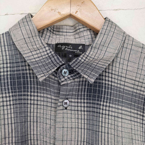 アニエスベーオム Agnes b.homme 七分袖 フロントポケットチェックシャツ レディース O