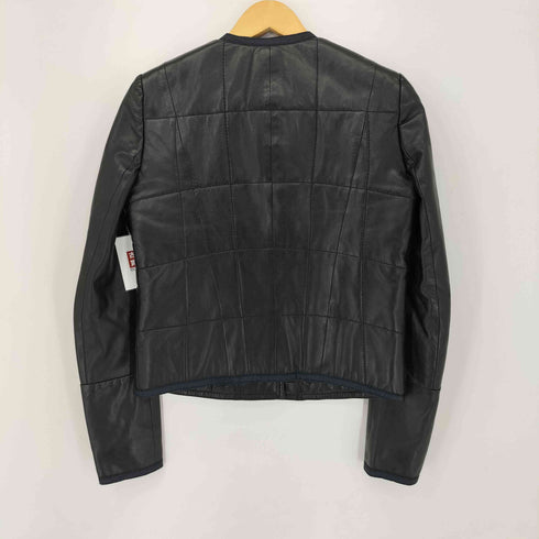 MAJE SHANNON ラムレザーキルトノーカラージャケット レディース EUR:38
