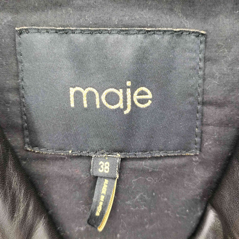 MAJE SHANNON ラムレザーキルトノーカラージャケット レディース EUR:38