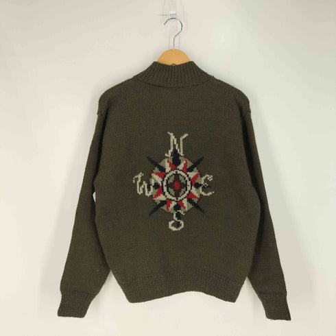 バナナリパブリック BANANA REPUBLIC HAND KNIT ホース刺繍 オープンカラー ウールニットカーディガン メンズ import:L