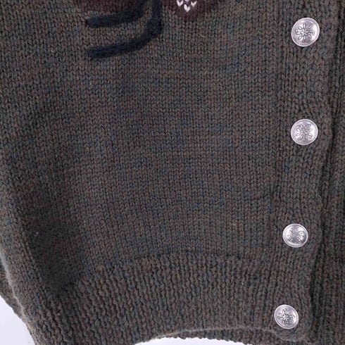 バナナリパブリック BANANA REPUBLIC HAND KNIT ホース刺繍 オープンカラー ウールニットカーディガン メンズ import:L