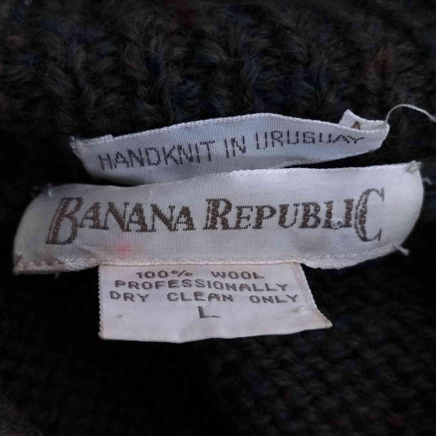 バナナリパブリック BANANA REPUBLIC HAND KNIT ホース刺繍 オープンカラー ウールニットカーディガン メンズ import:L