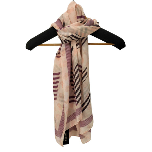 ゲス GUESS Vikky G Cube logo scarf ロゴ総柄大判スカーフ レディース