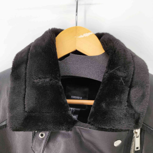 フォーエバー21 FOREVER 21 フェイクレザームートンダブルライダースベスト レディース JPN:S