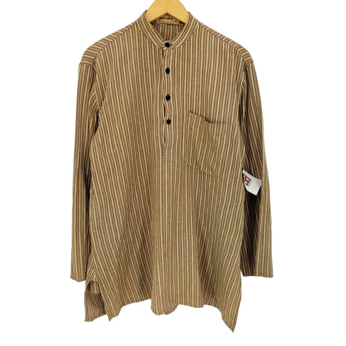 ファブインディア fabindia インド製 バンドカラー ストライプ プルオーバーシャツ メンズ 38