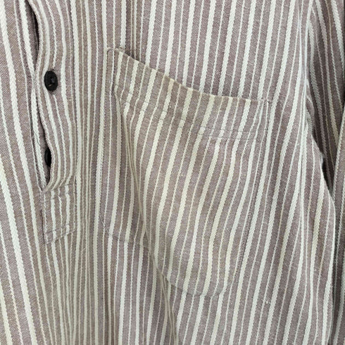 ファブインディア fabindia インド製 バンドカラー ストライプ プルオーバーシャツ メンズ 38