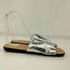 ジルサンダー JIL SANDER SANDAL ギャザー フラットサンダル スライドサンダル レザー シルバー メタリック レディース