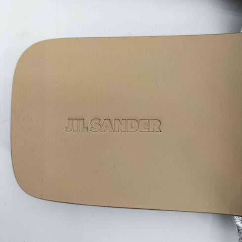 ジルサンダー JIL SANDER SANDAL ギャザー フラットサンダル スライドサンダル レザー シルバー メタリック レディース