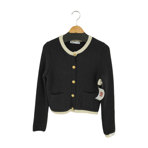ザラ ZARA 金ボタン アクリルウールノーカラージャケット レディース import:S