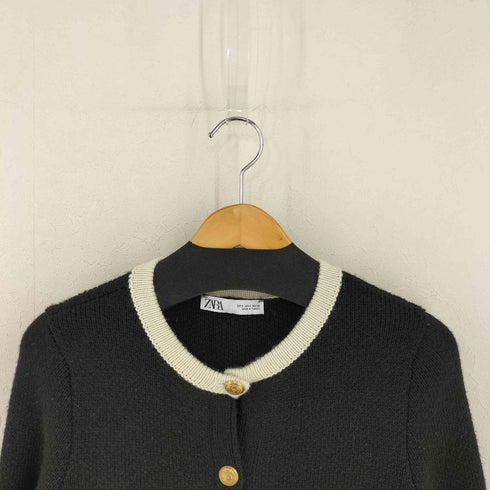 ザラ ZARA 金ボタン アクリルウールノーカラージャケット レディース import:S