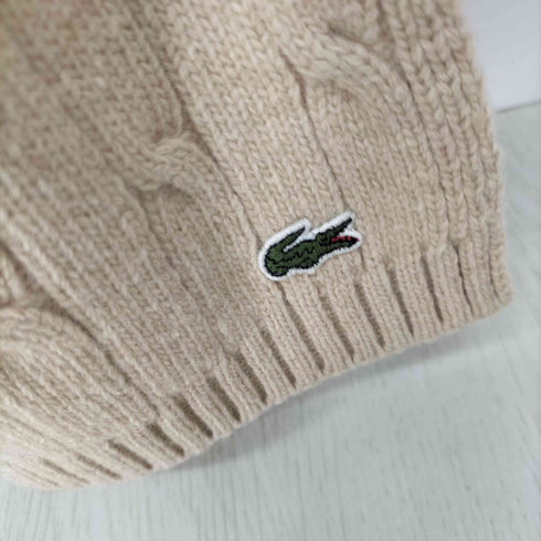 ラコステ LACOSTE ロゴパッチ ケーブル編みニットマフラー レディース