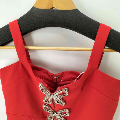 セルフポートレイト self-portrait Red Heavy Crepe Bow Mini Dress レディース UK:8