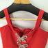 セルフポートレイト self-portrait Red Heavy Crepe Bow Mini Dress レディース UK:8