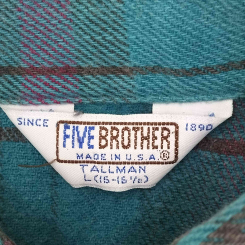 ファイブブラザー FIVE BROTHER USA製 チェックネルシャツ メンズ import:L