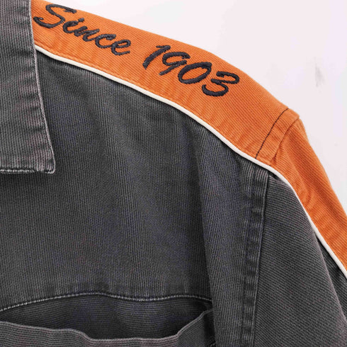 ハーレーダビッドソン HARLEY-DAVIDSON Little Boys' Orange Cotton Button Twill Pit Shirt 刺繍ロゴ 半袖シャツ メンズ import:M